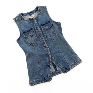 Madewell Vest Jacket Womens 0 Denim High Crewneck Blue New